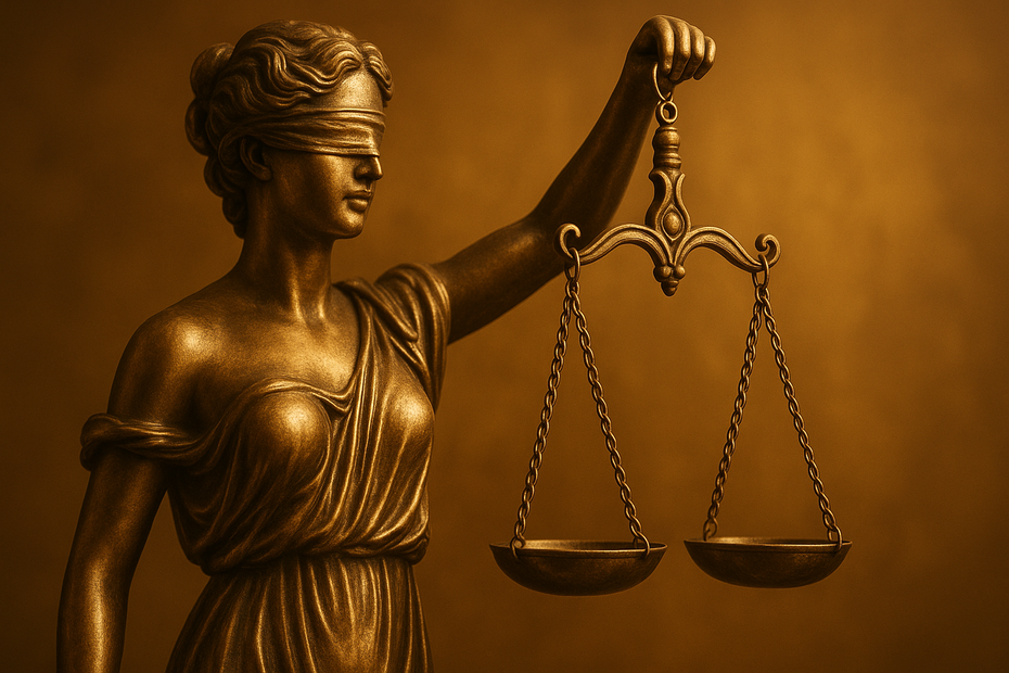 La dea Giustizia bendata simboleggia che la giustizia non guarda in faccia nessuno